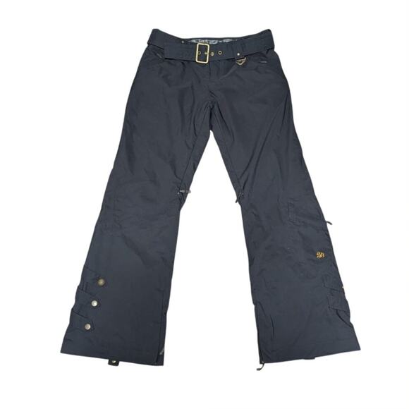 Y2K Oakley Gretchen Bleiler Ski Pants Low Rise Belted Black Snowboarding X-Small - Picture 1 of 7